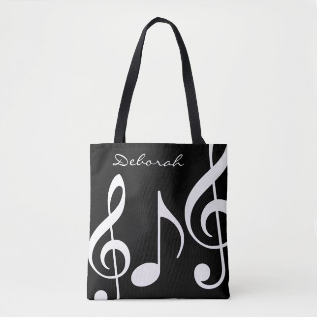 beautiful black/white tote-bag with musical notes tote bag (Front)