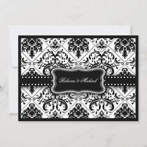 Beautiful Black &amp; White Vintage Damask invitations