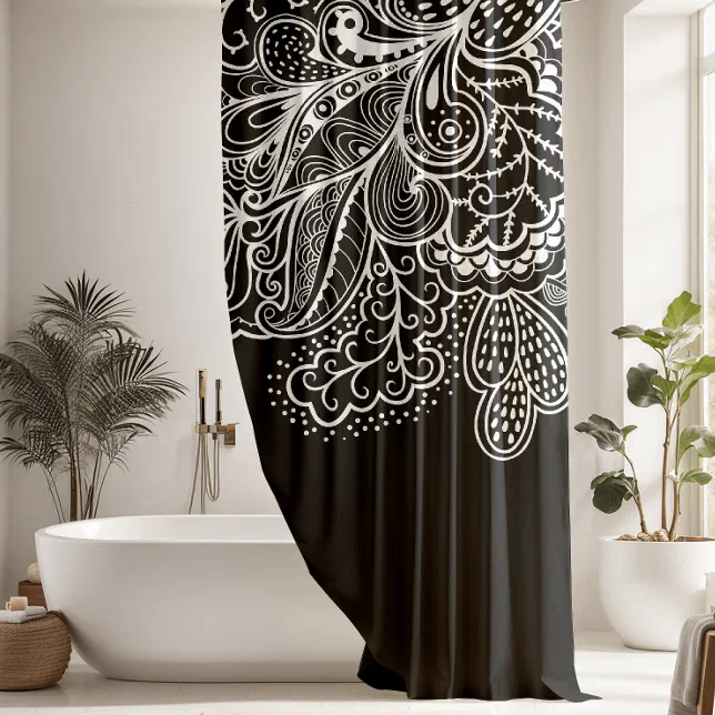 Beautiful Black & WhiteVintage Lace shower Curtain Zazzle
