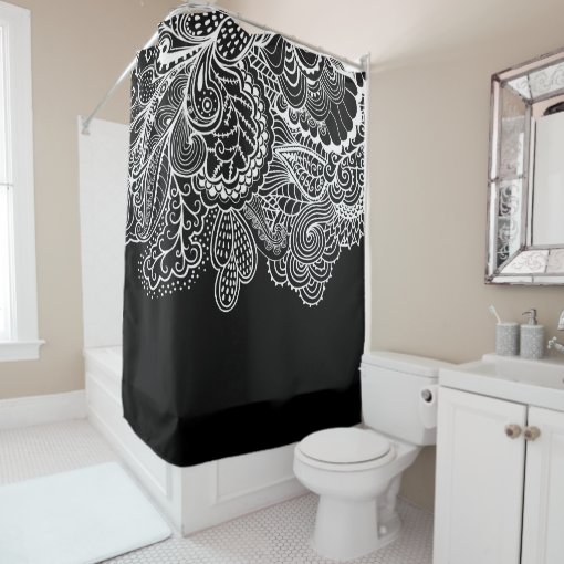 Beautiful Black & WhiteVintage Lace shower Curtain Zazzle
