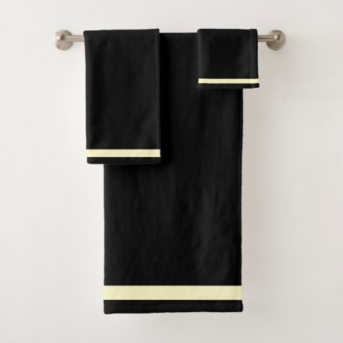 Beautiful Black with Gold Trimmed Borders Bath Towel Set