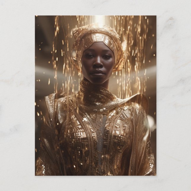 Beautiful Black Woman Dressed in Gold Postcard (Front)