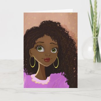 Beautiful Black Woman Greeting Card by fantasiart at Zazzle
