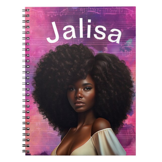 Beautiful Black Woman Personalizable Cover Notebook (Front)