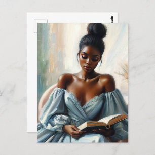 Beautiful Black Woman Reading Book Postcard