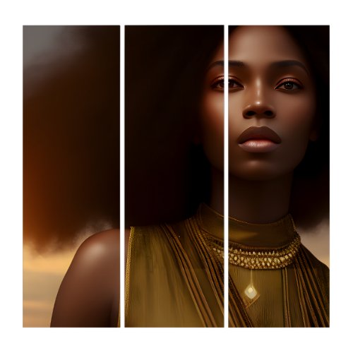 Beautiful Black Woman _ Stunning Illustration Triptych