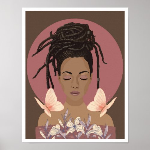 Beautiful Black Woman Vector illustration  Poster