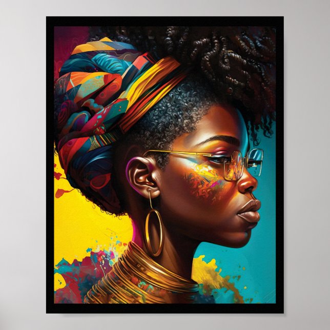 Beautiful Black Woman with a Headwrap Poster (Front)
