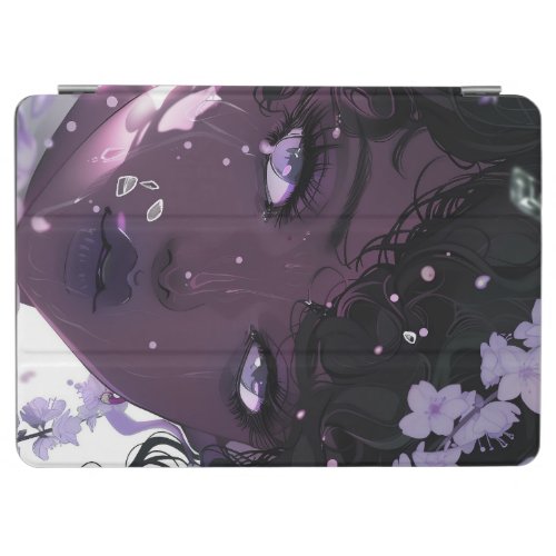 Beautiful Black Woman with Purple Flowers iPad Air Cover