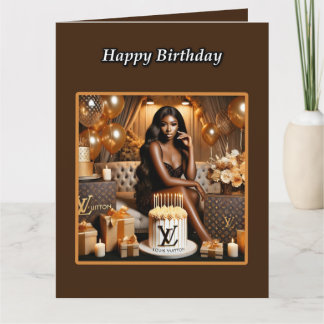 Beautiful Black Woman's Luis Vuitton Birthday Card