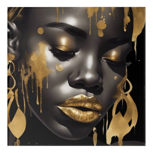Beautiful Black Women Dripping in Gold Acrylic Print