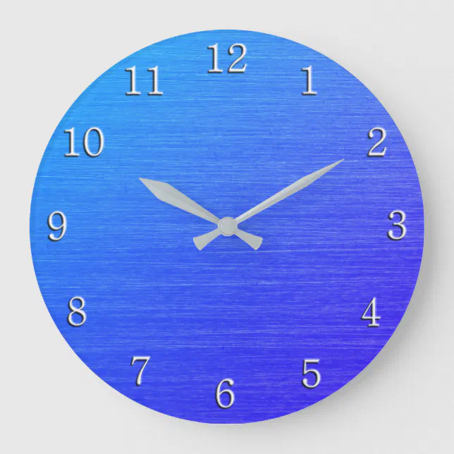 Beautiful Blended Blue with White Numbers Large Clock | Zazzle