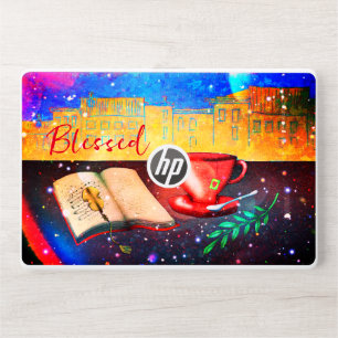 Beautiful Blessed Book And Coffee City Scene  HP Laptop Skin