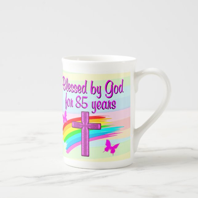 BEAUTIFUL BLESSED BY GOD 85TH BIRTHDAY MUG (Right)