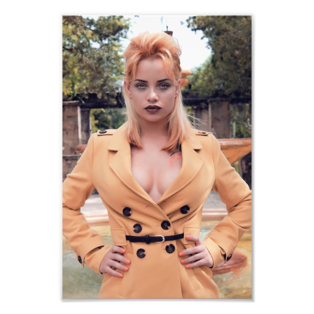 Beautiful Blond Girl wearing Light Brown over Coat Photo Print (Front)
