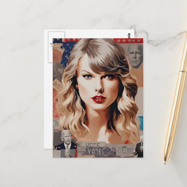 Beautiful Blond Woman Vote Collage Postcard (Front/Back In Situ)