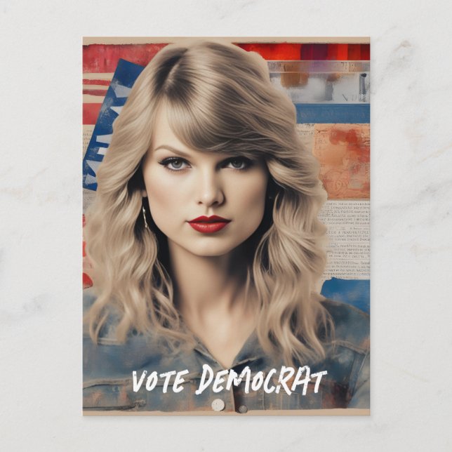Beautiful Blond Woman Vote Democrat Collage Postcard (Front)