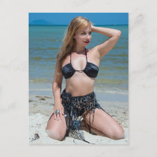 Beautiful Blonde Bikini Beach Postcard