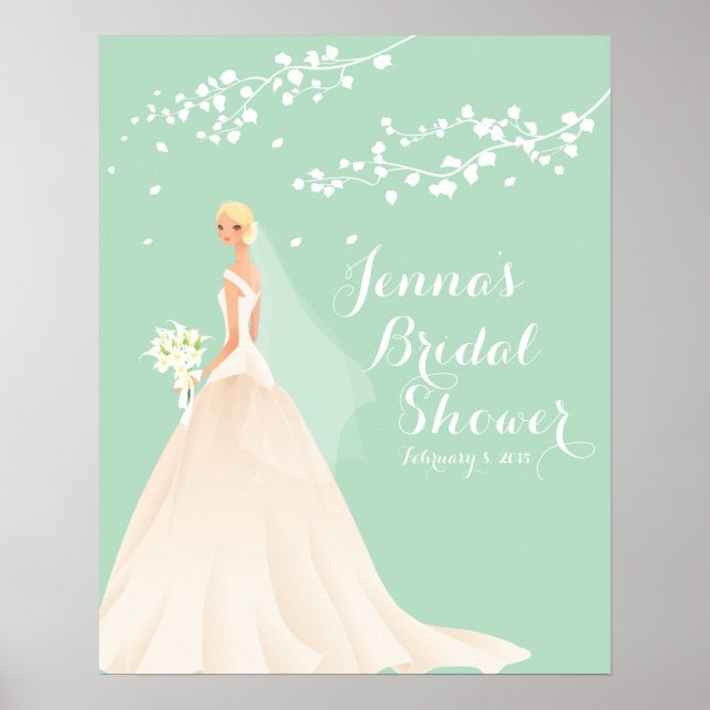 Beautiful Blonde Bride Bridal Shower Poster (Front)