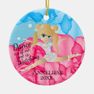 Beautiful Blonde Dancing Ballerina Ceramic Ornament