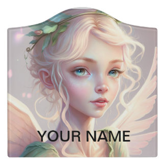 Beautiful blonde Fairy girl. Door Sign