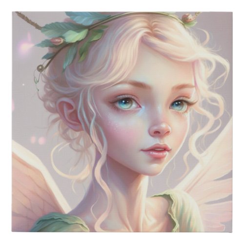 Beautiful blonde Fairy girl Faux Canvas Print