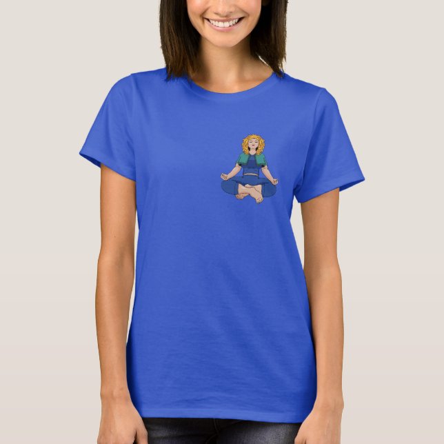 Beautiful Blonde Girl Yoga Pose Lotus Cute Women T-Shirt (Front)