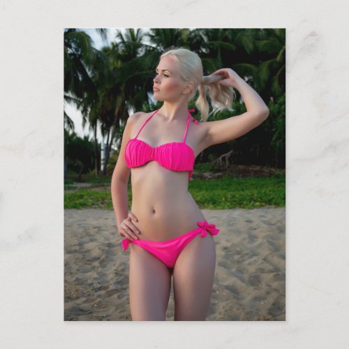 Beautiful Blonde in Hot Pink Postcard