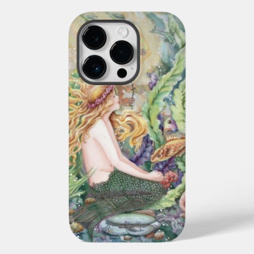 Beautiful blonde mermaid with fish and ocean plant Case_Mate iPhone 14 pro case