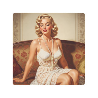 Beautiful blonde pin-up 50's art