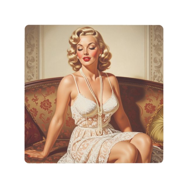 Beautiful blonde pin-up 50's art (Front)