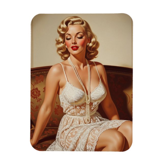 Beautiful blonde pin-up 50's art magnet (Vertical)