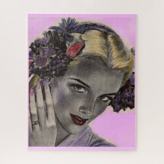 beautiful blonde with flowers in her hair jigsaw puzzle