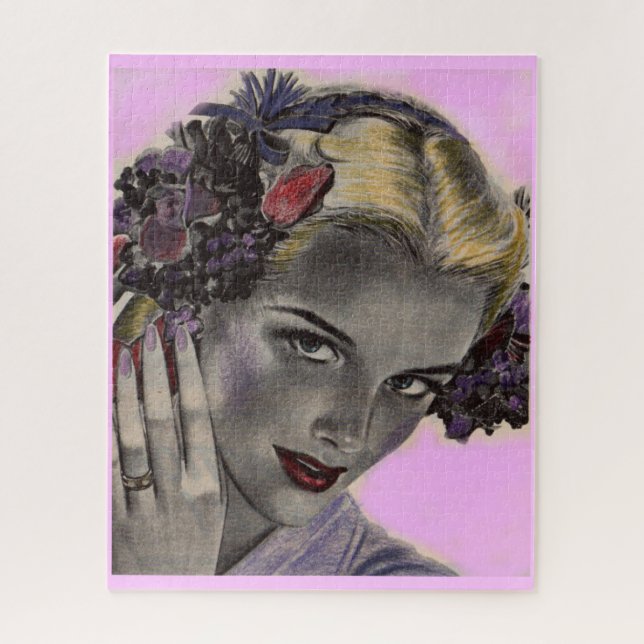 beautiful blonde with flowers in her hair jigsaw puzzle (Vertical)