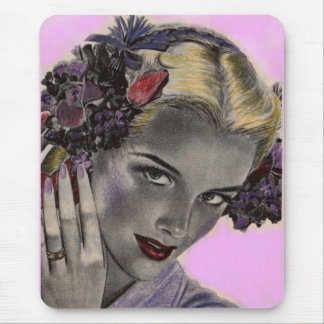 beautiful blonde with flowers in her hair mouse pad