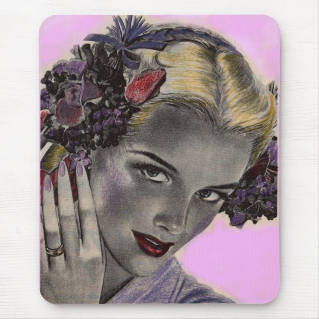 beautiful blonde with flowers in her hair mouse pad (Front)