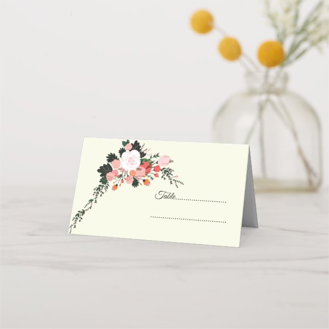 Beautiful bloom floral Folded Place Card (Front)