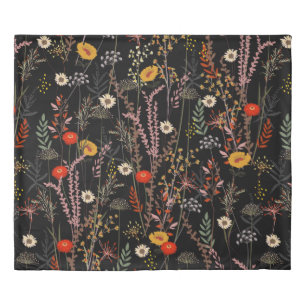 Beautiful blooming meadow flowers pattern duvet cover