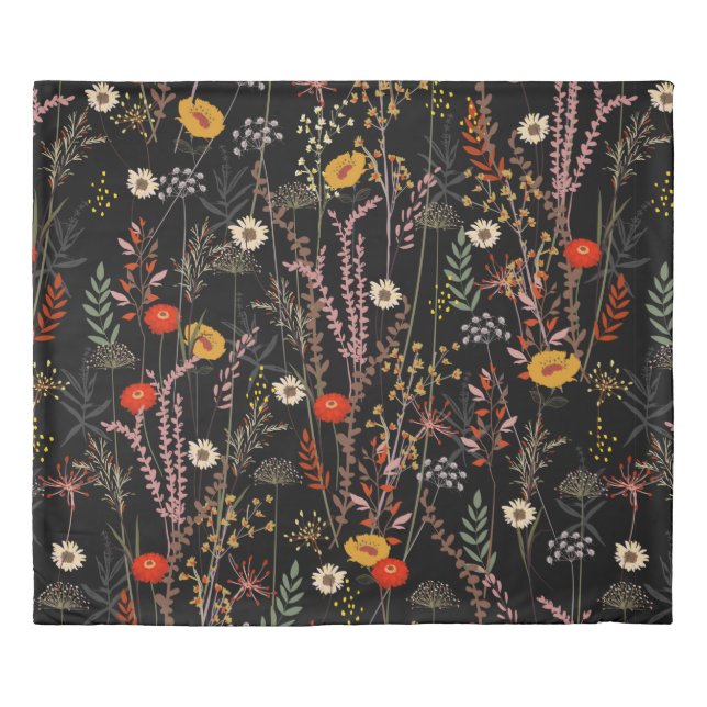 Beautiful blooming meadow flowers pattern duvet cover (Front)