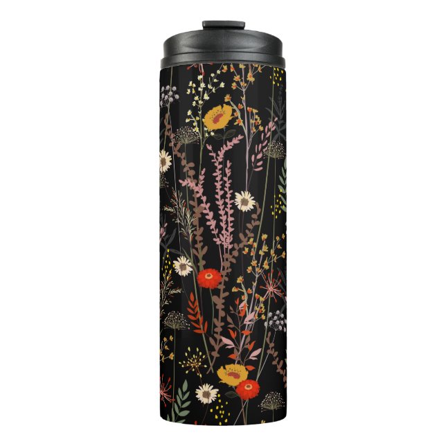 Beautiful blooming meadow flowers pattern thermal tumbler (Front)