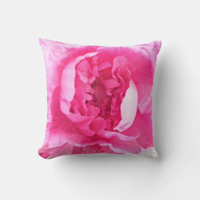 Beautiful Blooming Pink Peony Throw Pillow (Front)
