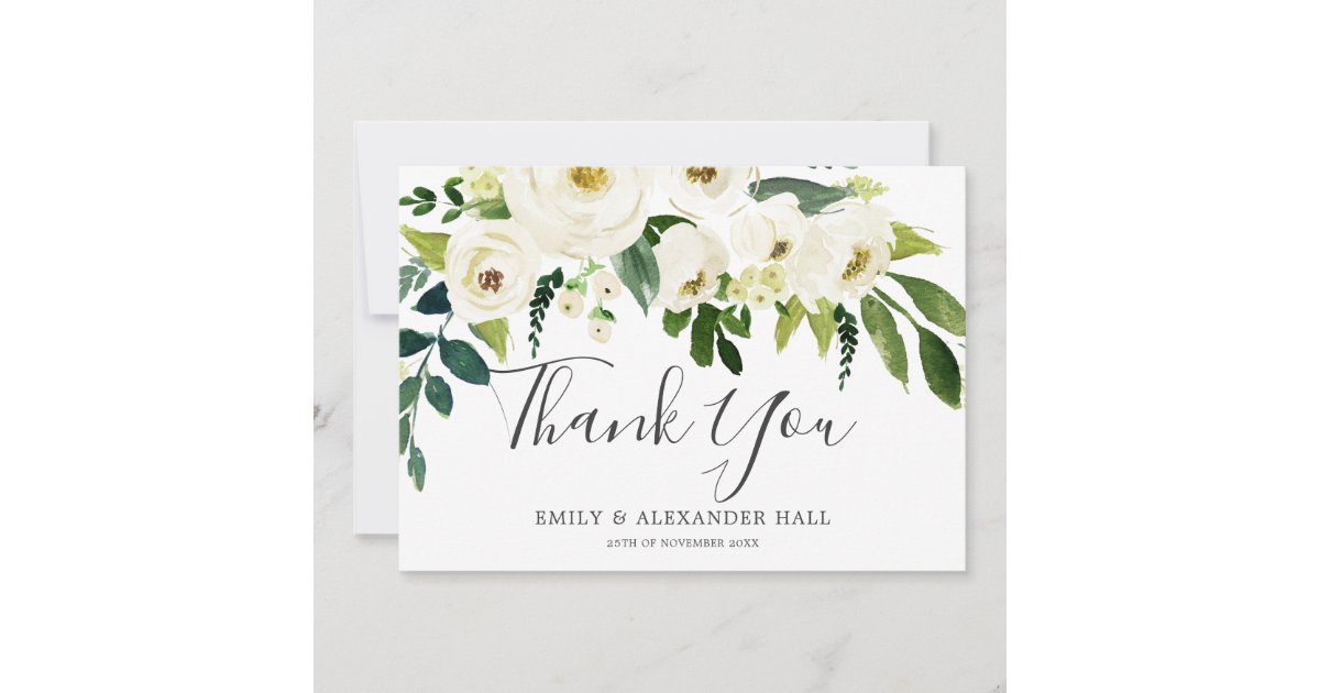 Stunning White Lily Green Personalized Wedding Thank You Cards Stunning White Lily Green Personalized Wedding Thank You Cards
