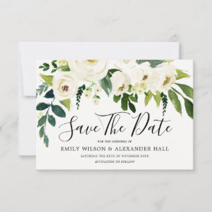 Beautiful Blooming White Floral Save The Date
