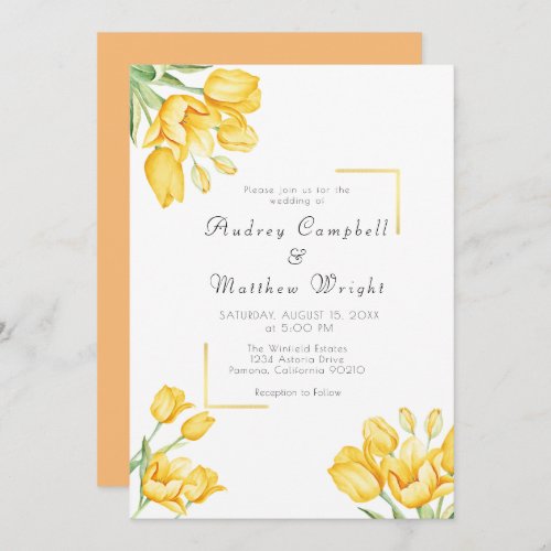 Beautiful Blooming Yellow Tulip Wedding Invitation