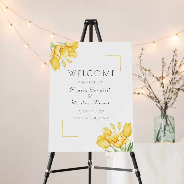 Beautiful Blooming Yellow Tulip Welcome Sign (In Situ (Stand))