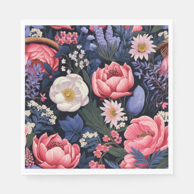 Beautiful Blooms, colorful pattern, Napkins (Front)
