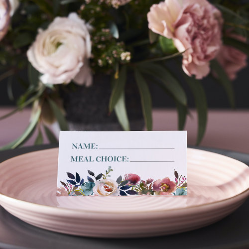 Beautiful Blooms Floral Spring Wedding Meal Choice Place Card