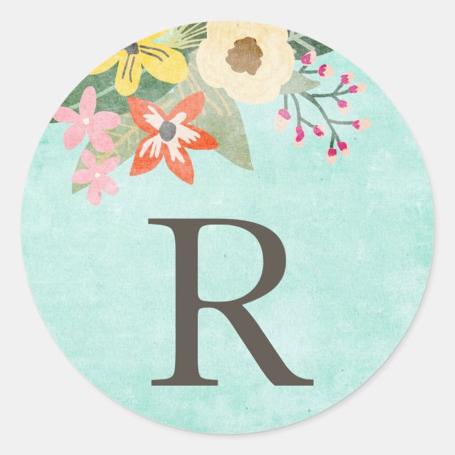 Beautiful Blooms Monogram Stickers (Front)
