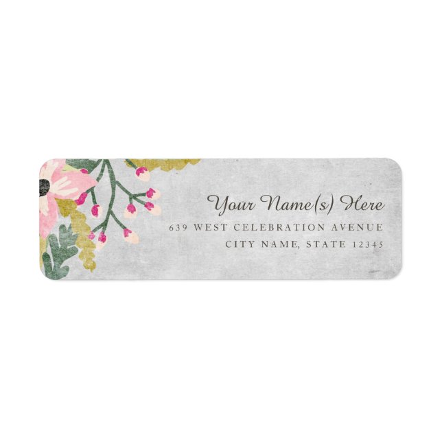 Beautiful Blooms Return Address Label / Gray (Front)