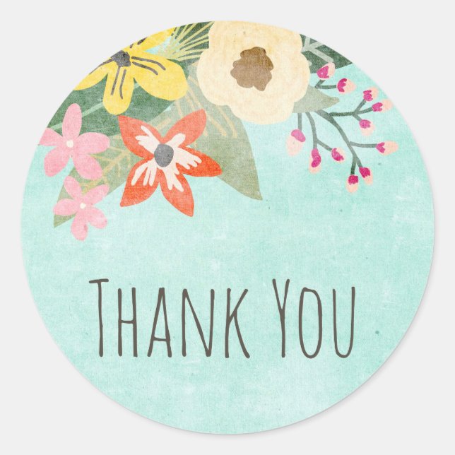 Beautiful Blooms Thank You Stickers (Front)